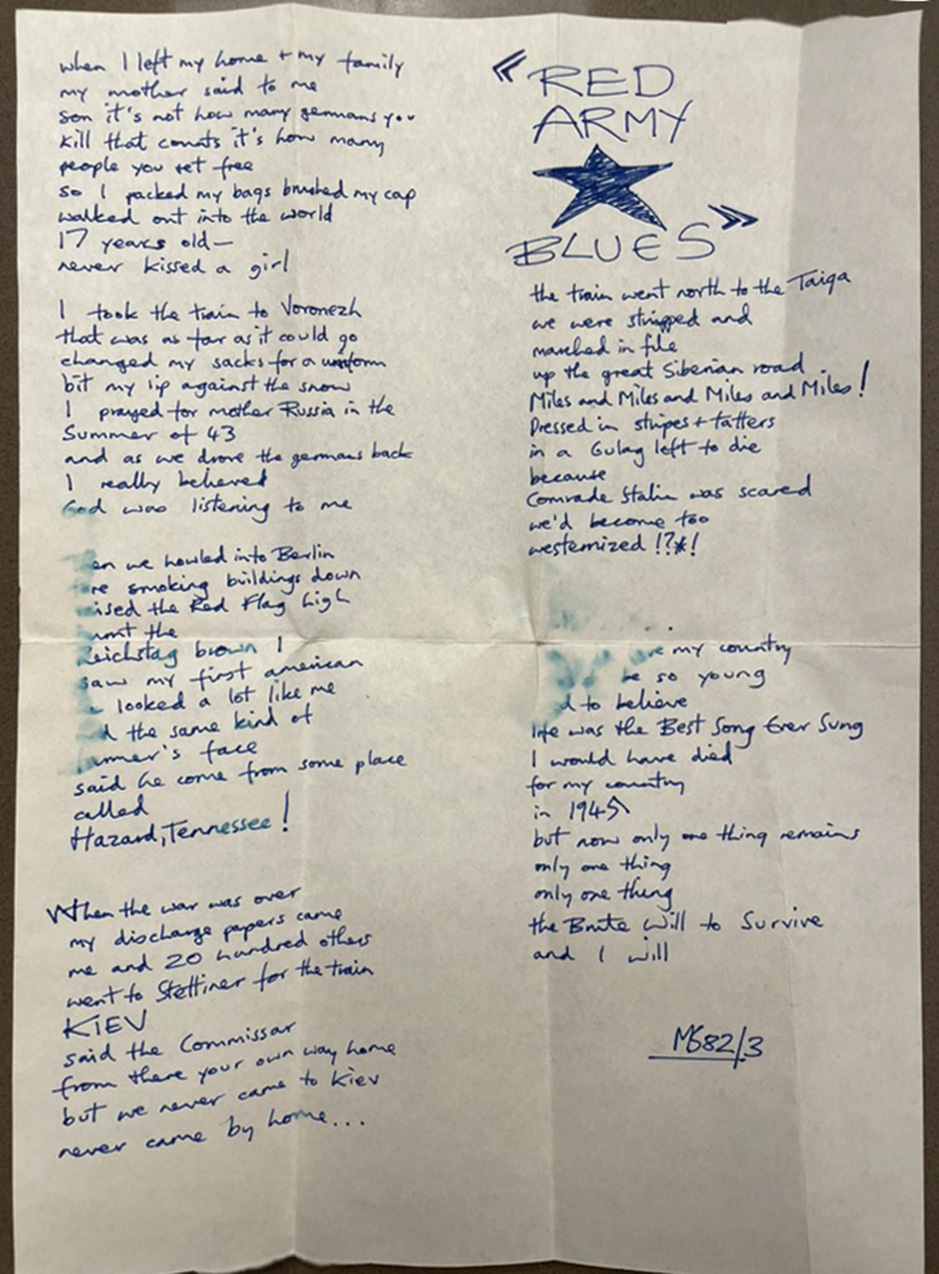 wbs_red_army_blues_handwritten lyrics_1984